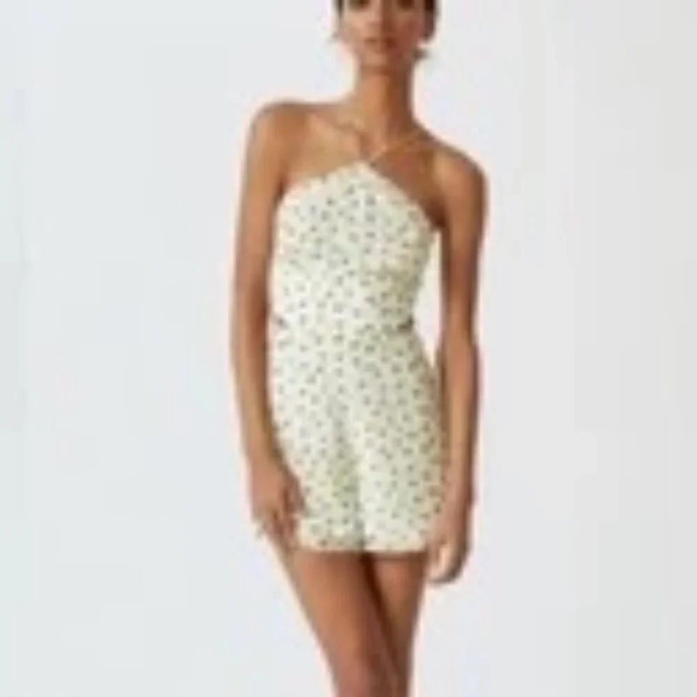 VGC Hutch Anthropologie String Halter neck Yellow Motif Ditsy Floral Romper SZ 6 - Picture 3 of 14